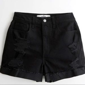 Hollister black ripped jean shorts size 0